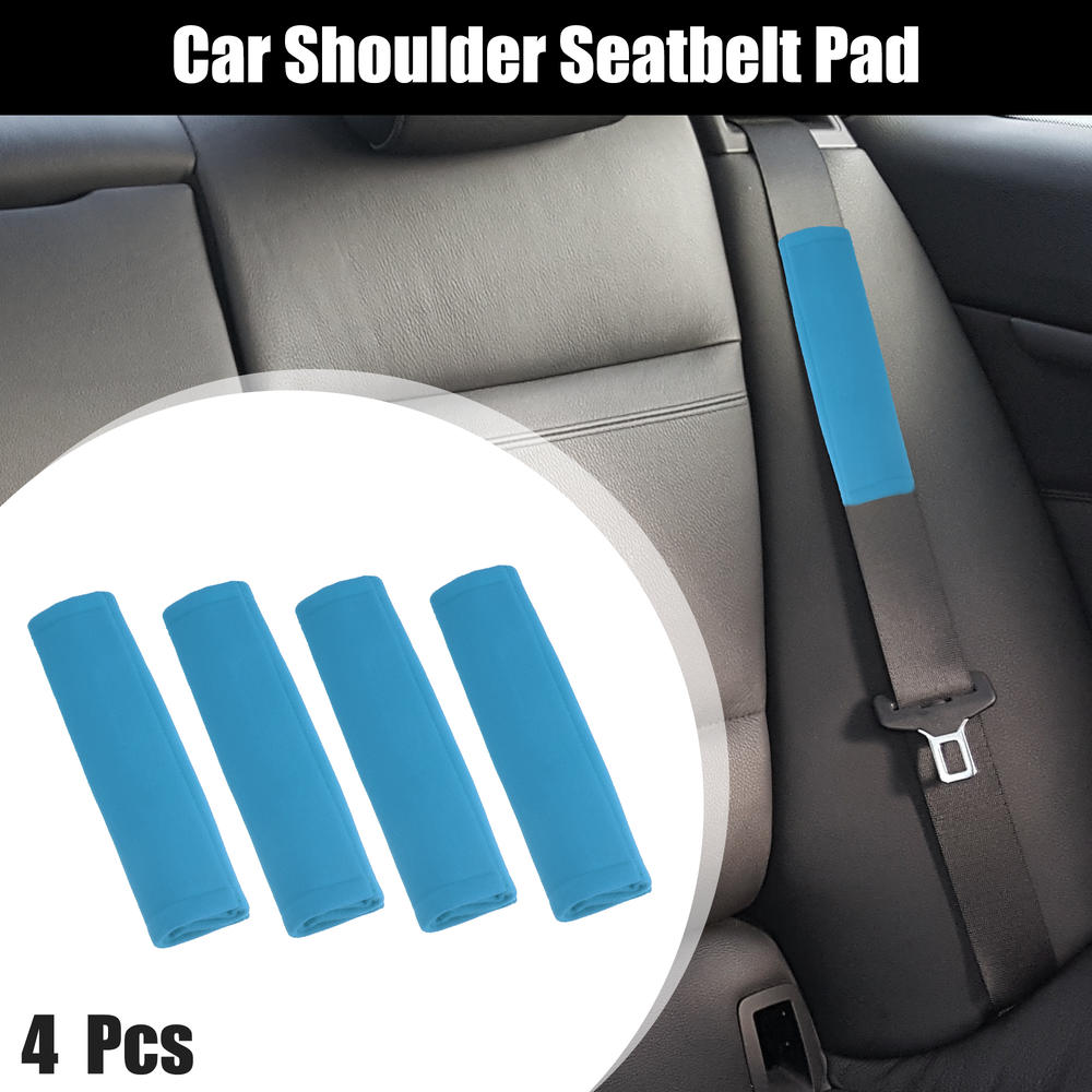 Unique Bargains 4 Pcs Flannel Car Shoulder Seatbelt Pad Covers Universal Blue 23x6cm
