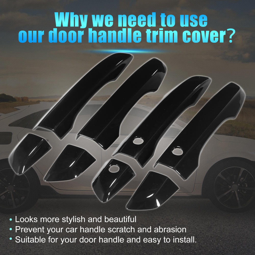 Unique Bargains 4pcs ABS Exterior Door Handle Trim Cover 10th Gen for Honda Civic 2016 2017 2018 2019 2020 2021 with Smart Keyhole Glossy Black