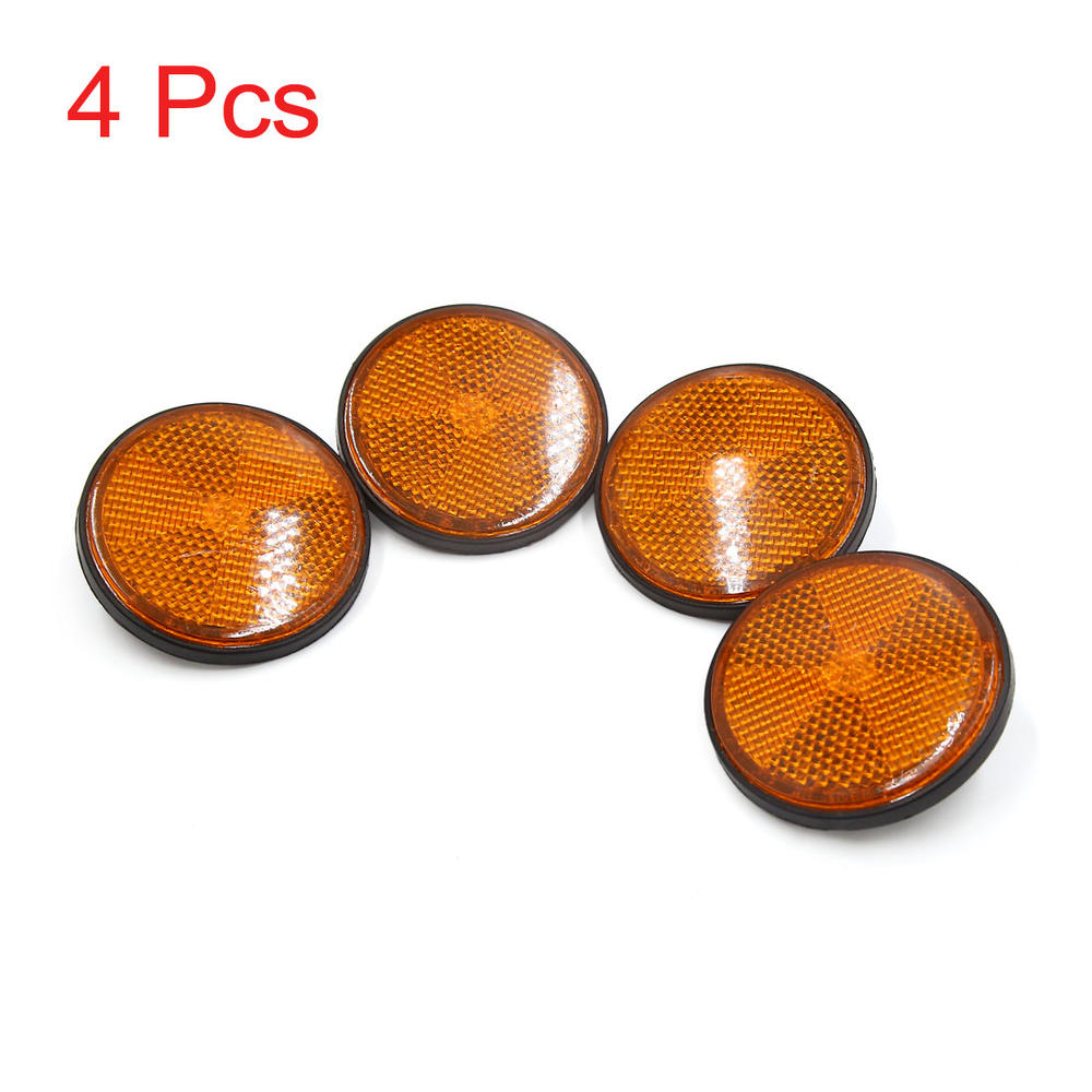 Unique Bargains 4pcs 6mm Thread Dia Round Type Reflective Film for Motorcycle Scooter Amber