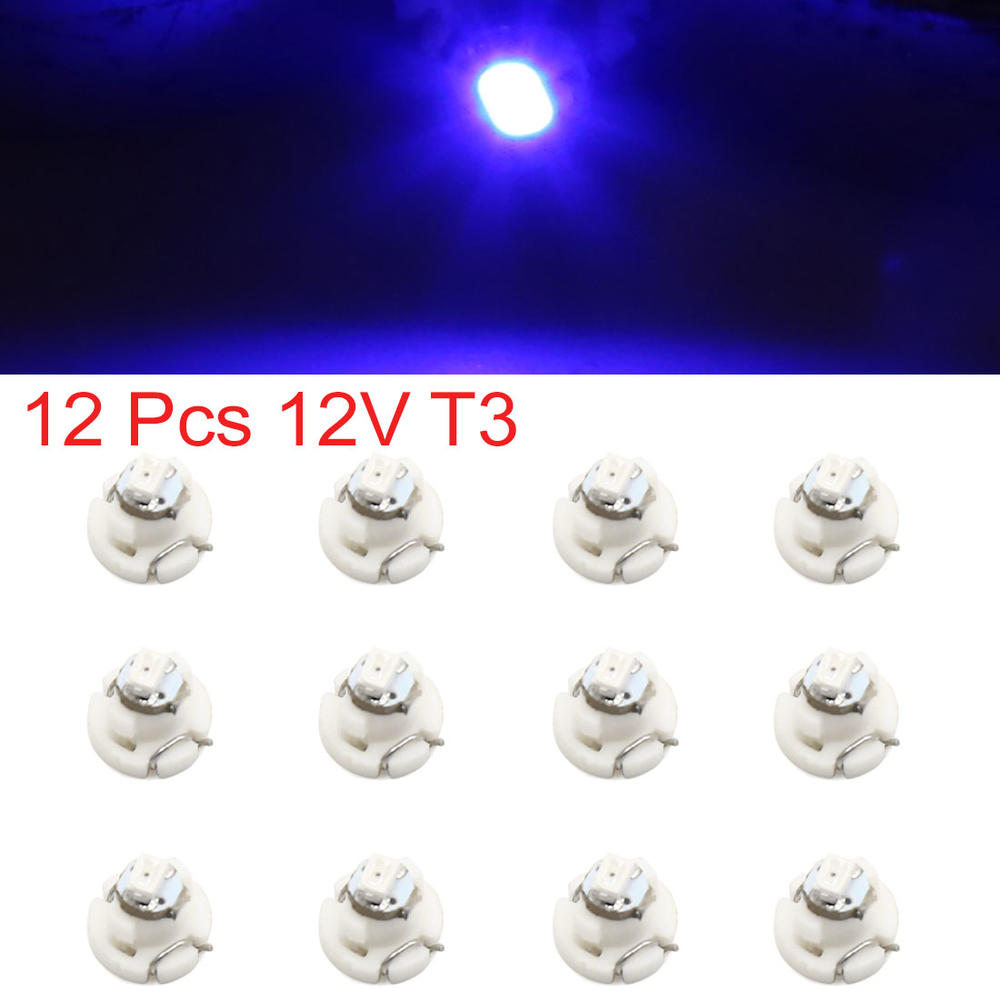 Unique Bargains 12pcs 12V T3 1206-SMD Blue LED Auto Car Interior Dashboard Panel Light Bulb
