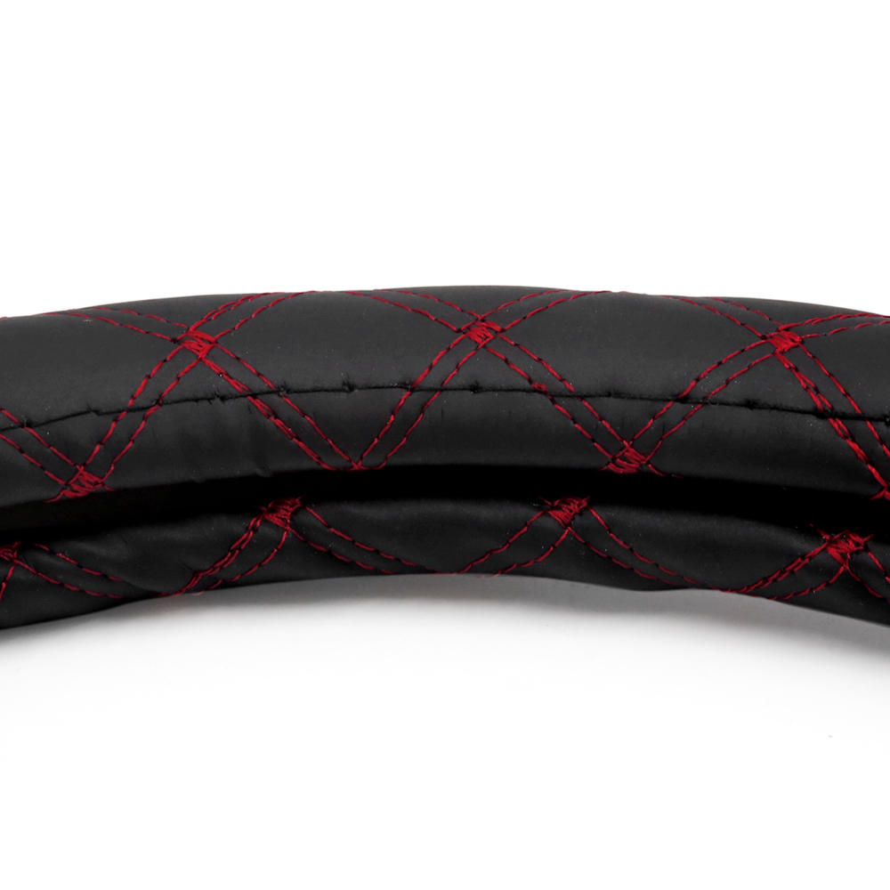Unique Bargains 36cm Outer Dia Black Red Quilted Stitch Pattern Car Steering Wheel Cover
