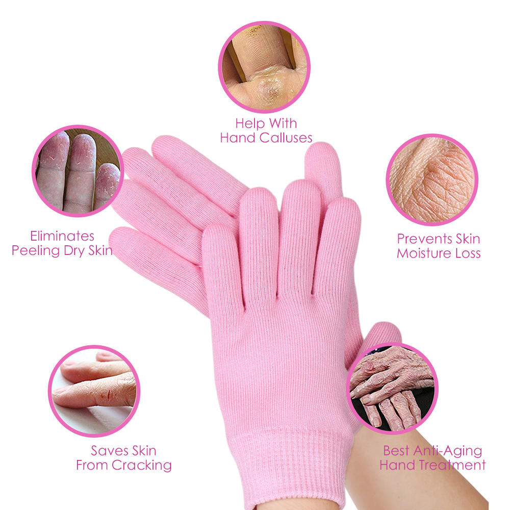 Unique Bargains Pair Pink Soften Exfoliating Moisturising Hand Care Treatment Protective Gloves