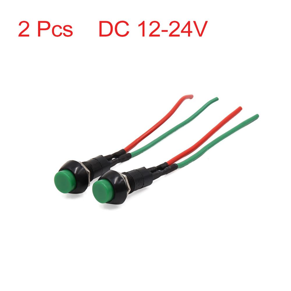 Unique Bargains 2Pcs Round Wired Momentary Push Button Switch DC 12-24V for Car Motorcycle