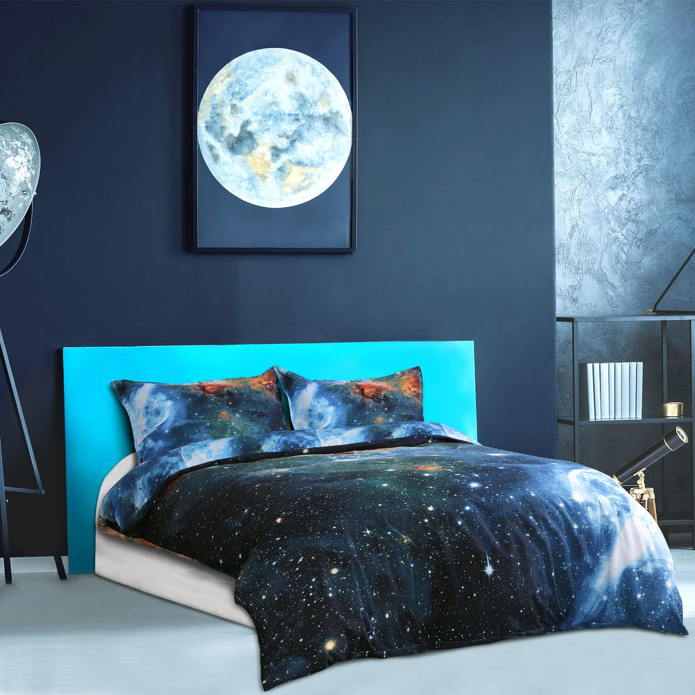 Unique Bargains 3D Bedding Sets Bedlinen Mysterious Galaxies Sky Starry Cosmos Outer Space Night Duvet Cover Set Multi Color