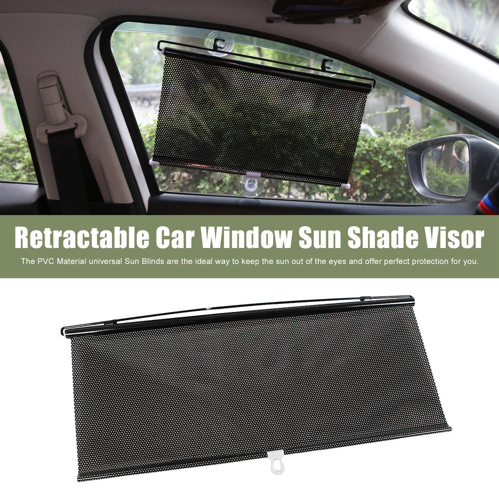Unique Bargains PVC Retractable Car Window Sun Shade Visor Windshield Roller Blind 125cm x 58cm