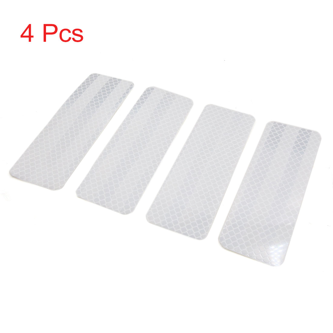 Unique Bargains 4Pcs 4x12cm White Safety Warning Night Reflective Strip Tape Sticker for Car