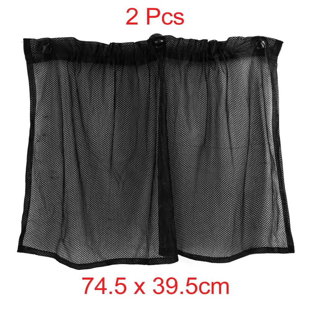 Unique Bargains 2 Pcs Black Nylon Auto Car Side Window Curtain Mesh Sun Shade 74.5cm x 39.5cm