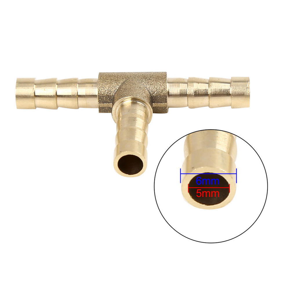 Unique Bargains 5pcs 6mm Brass Barb Hose Fitting Connector Adaptor for Air Water Gas Oil Pipe