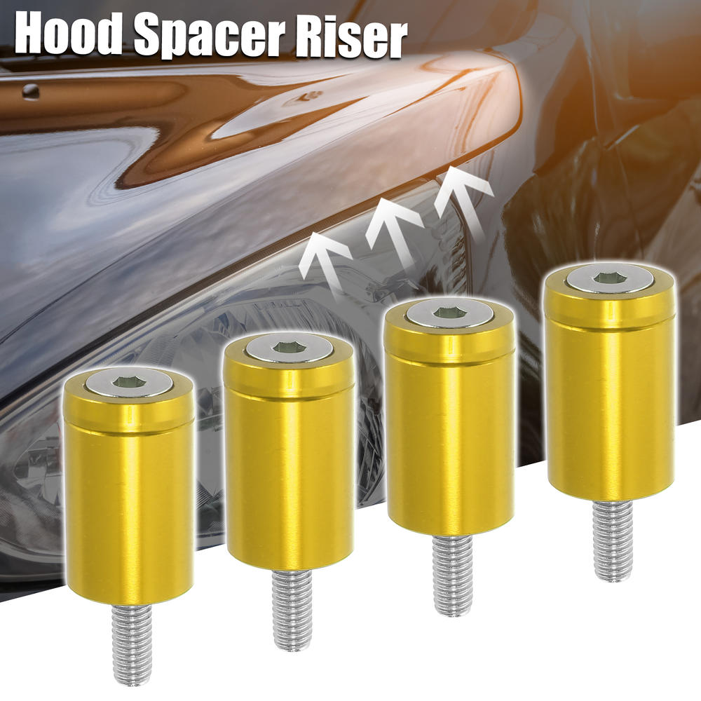 Unique Bargains Car Hood Vent Spacer Riser Kit for 6mm  Motor Gold Tone Aluminum Alloy