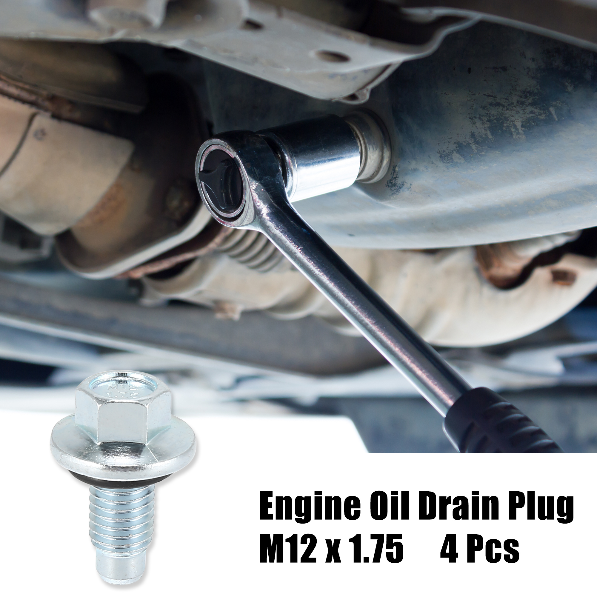Unique Bargains 4 Pcs M12 x 1.75 Stainless Steel Engine Oil Drain Plug for Buick Silver Tone