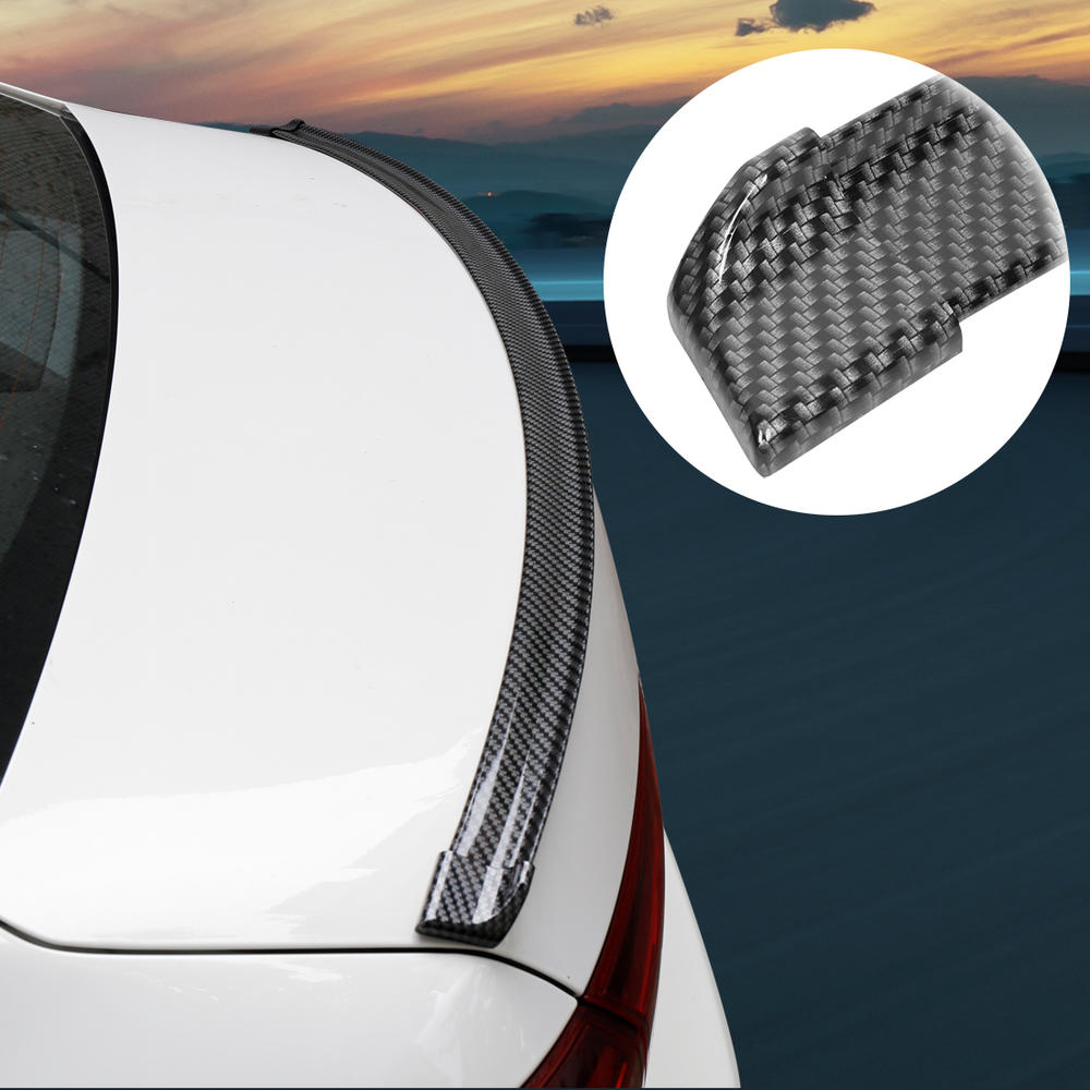 Unique Bargains 59" Carbon Fiber Pattern Car Rear Spoiler Wing Rubber Lip Tail Trunk Roof Trim Sticker