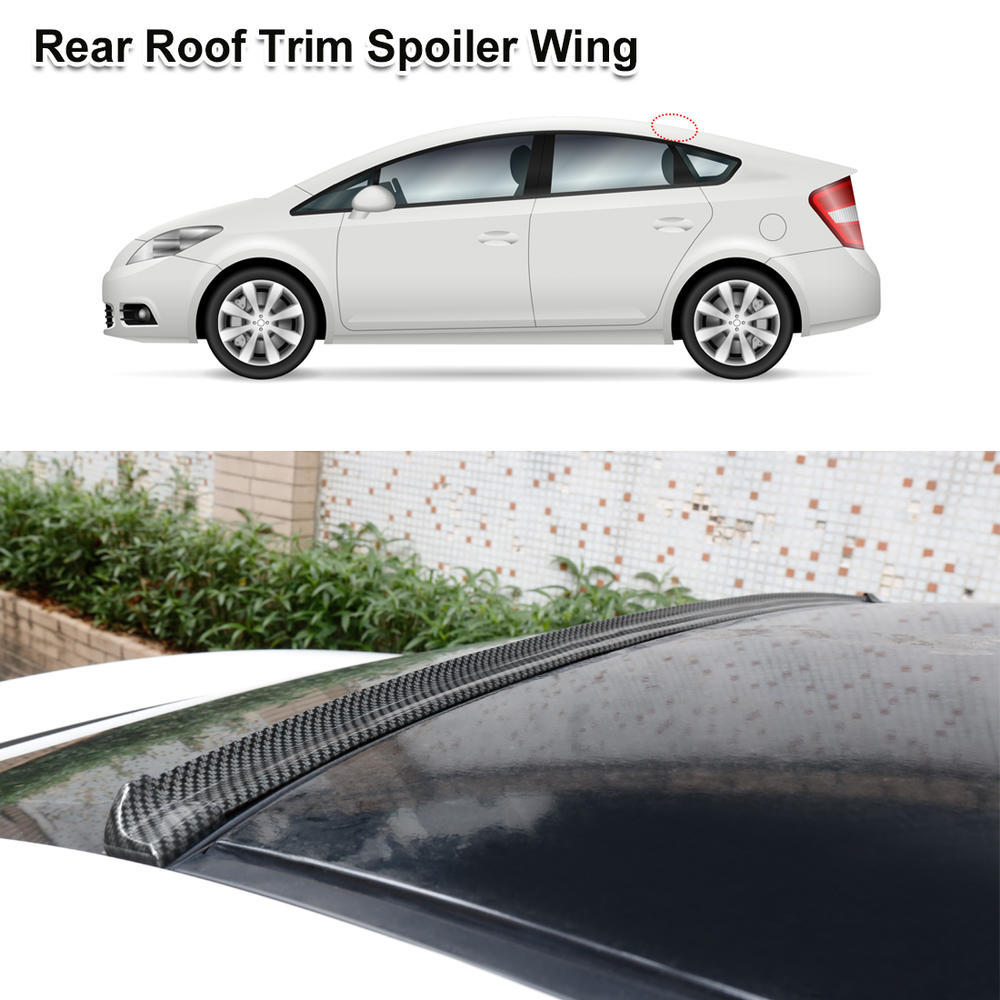 Unique Bargains 59" Carbon Fiber Pattern Car Rear Spoiler Wing Rubber Lip Tail Trunk Roof Trim Sticker