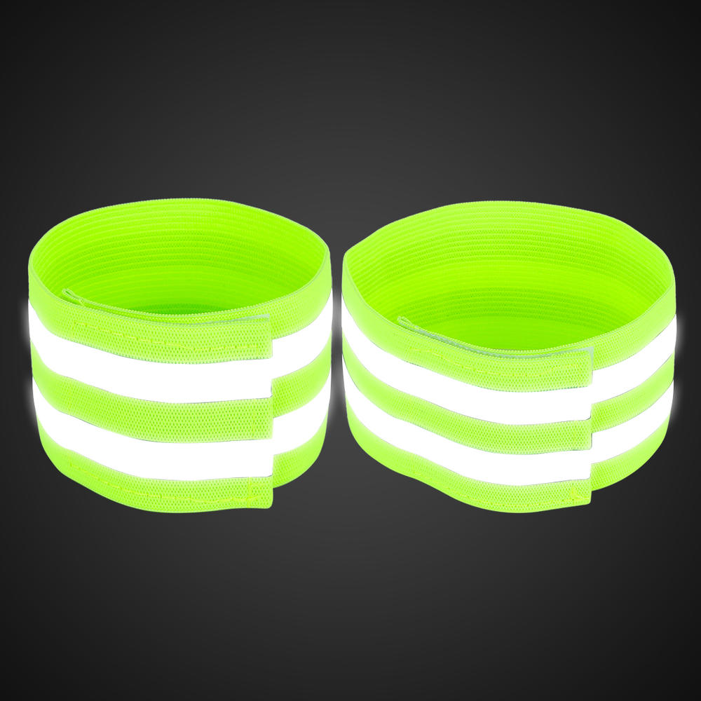 Unique Bargains 8pcs Reflective Bands for Wrist Ankle High Visibility Night Cycling Tape Green