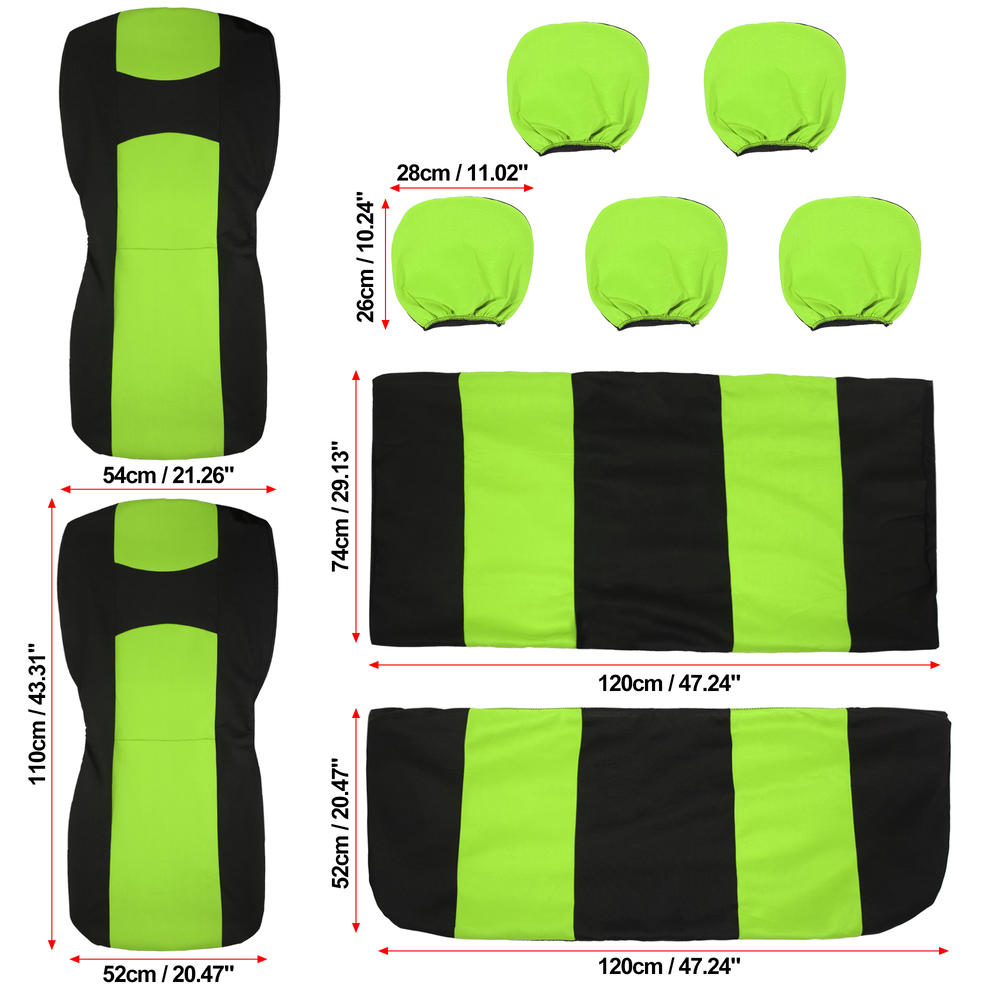 Unique Bargains Universal Fit Full Set Car Seat Cover Kit Seat Protector Pad for SUV Black Green