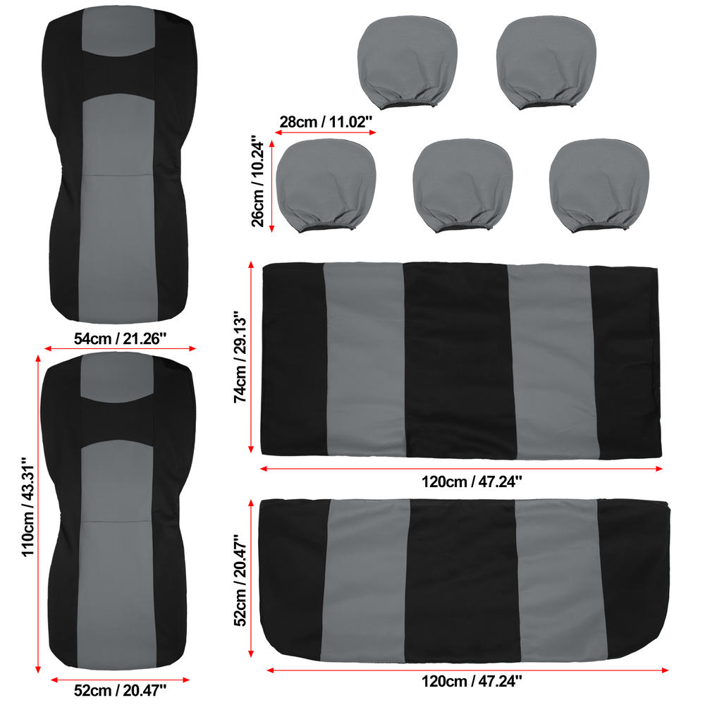 Unique Bargains Universal Fit Full Set Car Seat Cover Kit Seat Protector Pad for SUV Black Gray
