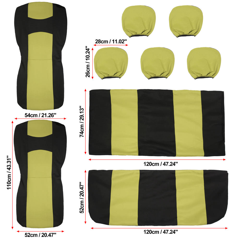 Unique Bargains Universal Fit Full Set Car Seat Cover Kit Seat Protector Pad Black Yellow