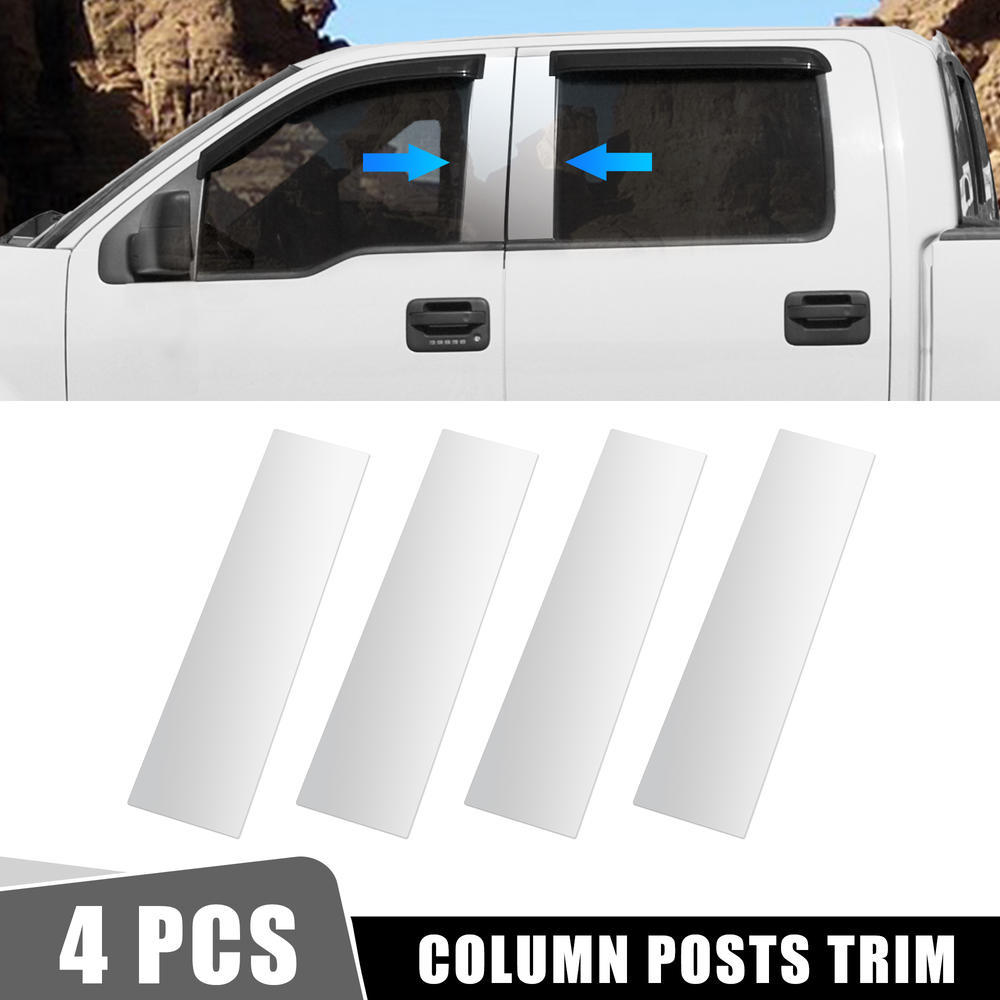 Unique Bargains 4pcs Stainless Steel Door Posts Moldings for Ford F150 2004-2014