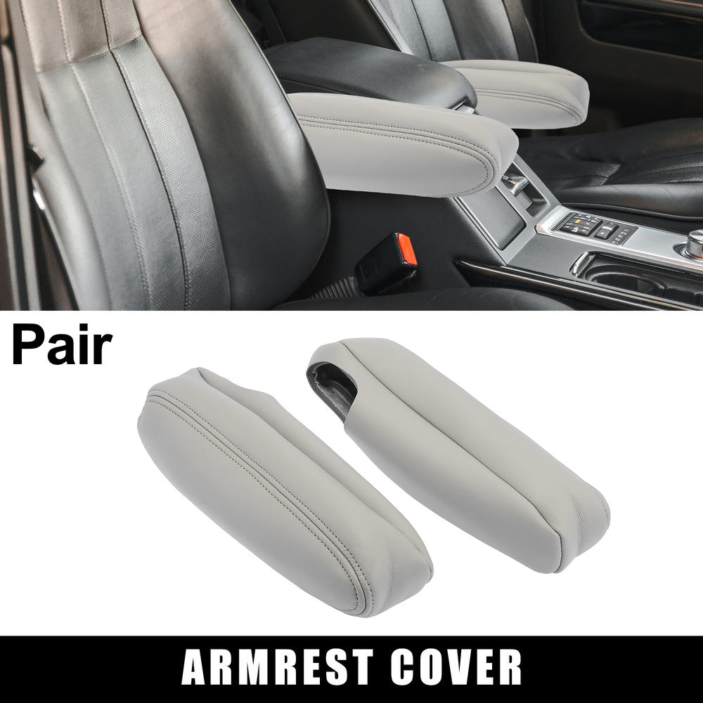 Unique Bargains Pair Car Front Seat Armrest Cover Microfiber Leather Gray for Chevy Tahoe