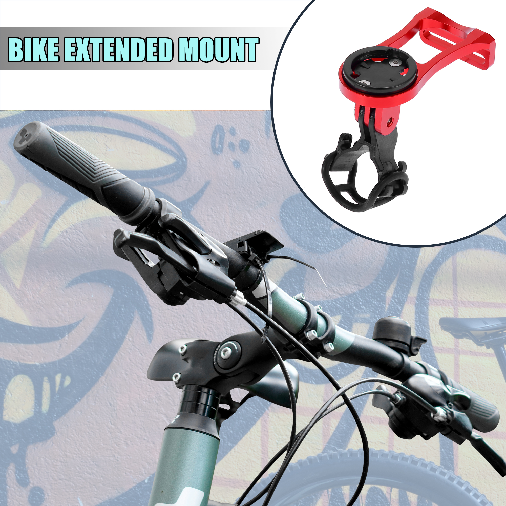 Unique Bargains 1 Set Bike GPS Cycling Computer Extended Mount for Garmin Edge 520 800 Red