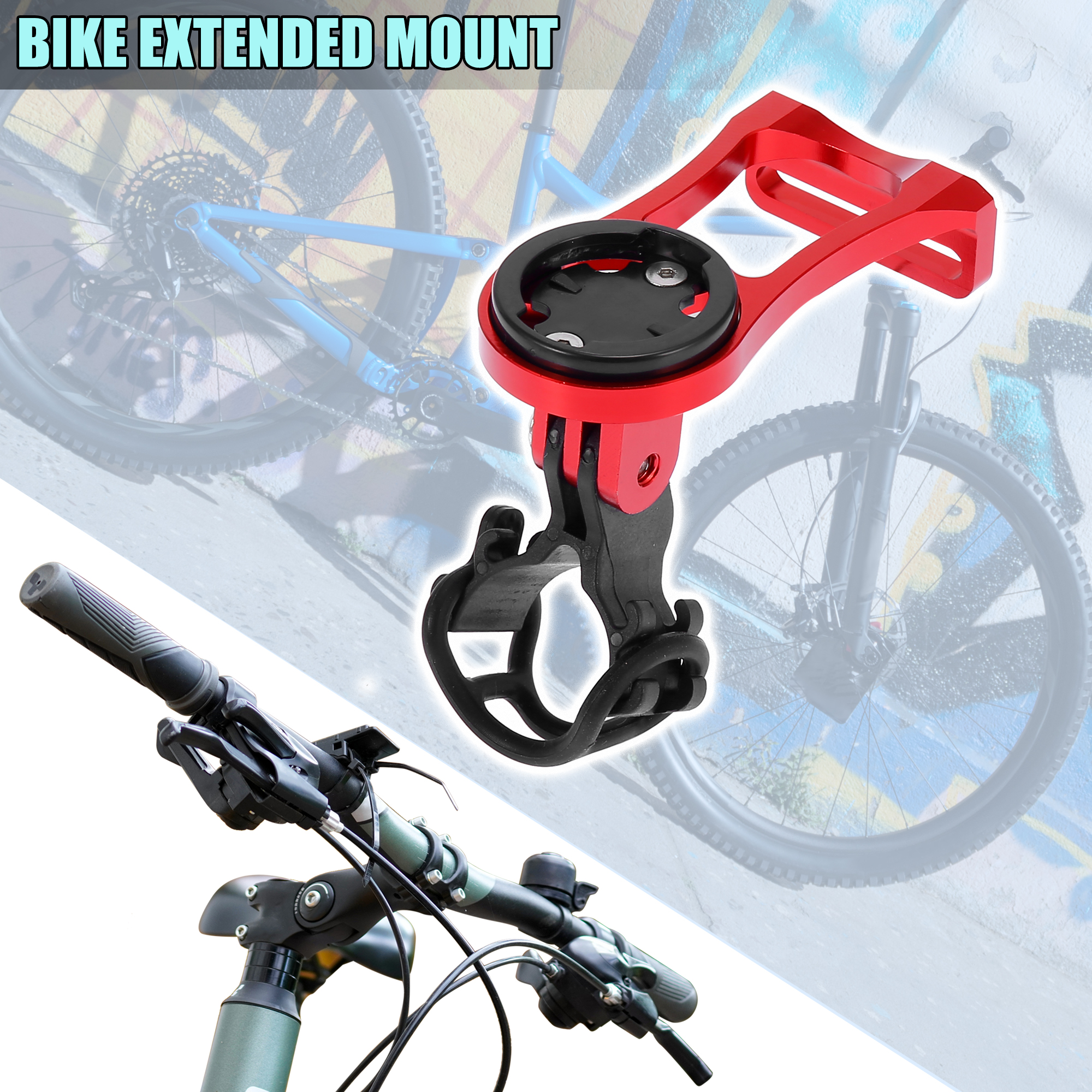 Unique Bargains 1 Set Bike GPS Cycling Computer Extended Mount for Garmin Edge 520 800 Red