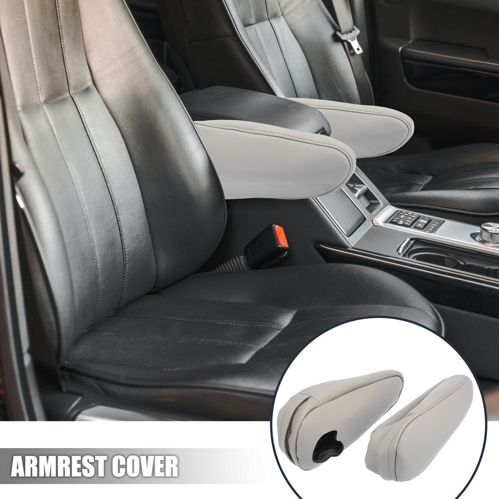 Unique Bargains Pair Car Seat Armrest Cover Microfiber Leather Gray for Toyota Sienna 11-18