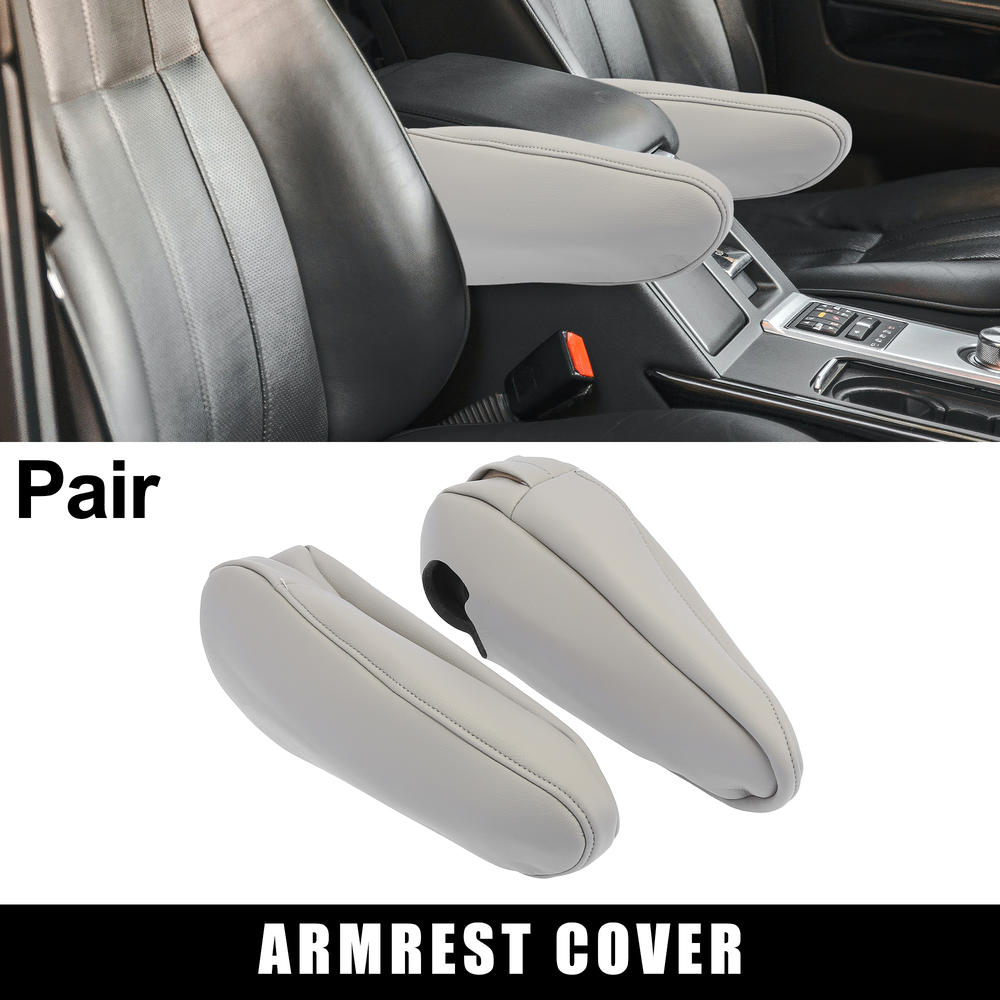 Unique Bargains Pair Car Seat Armrest Cover Microfiber Leather Gray for Toyota Sienna 11-18