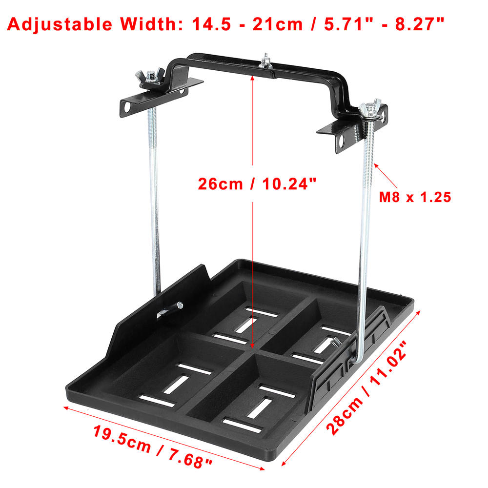 Unique Bargains 23cm Car Black Battery Hold Down Kit with 28cm Battery Plastic Tray
