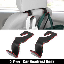 Unique Bargains 2pcs Universal Faux Leather Car Headrest Hook Back Seat Hanger Holder Black Red