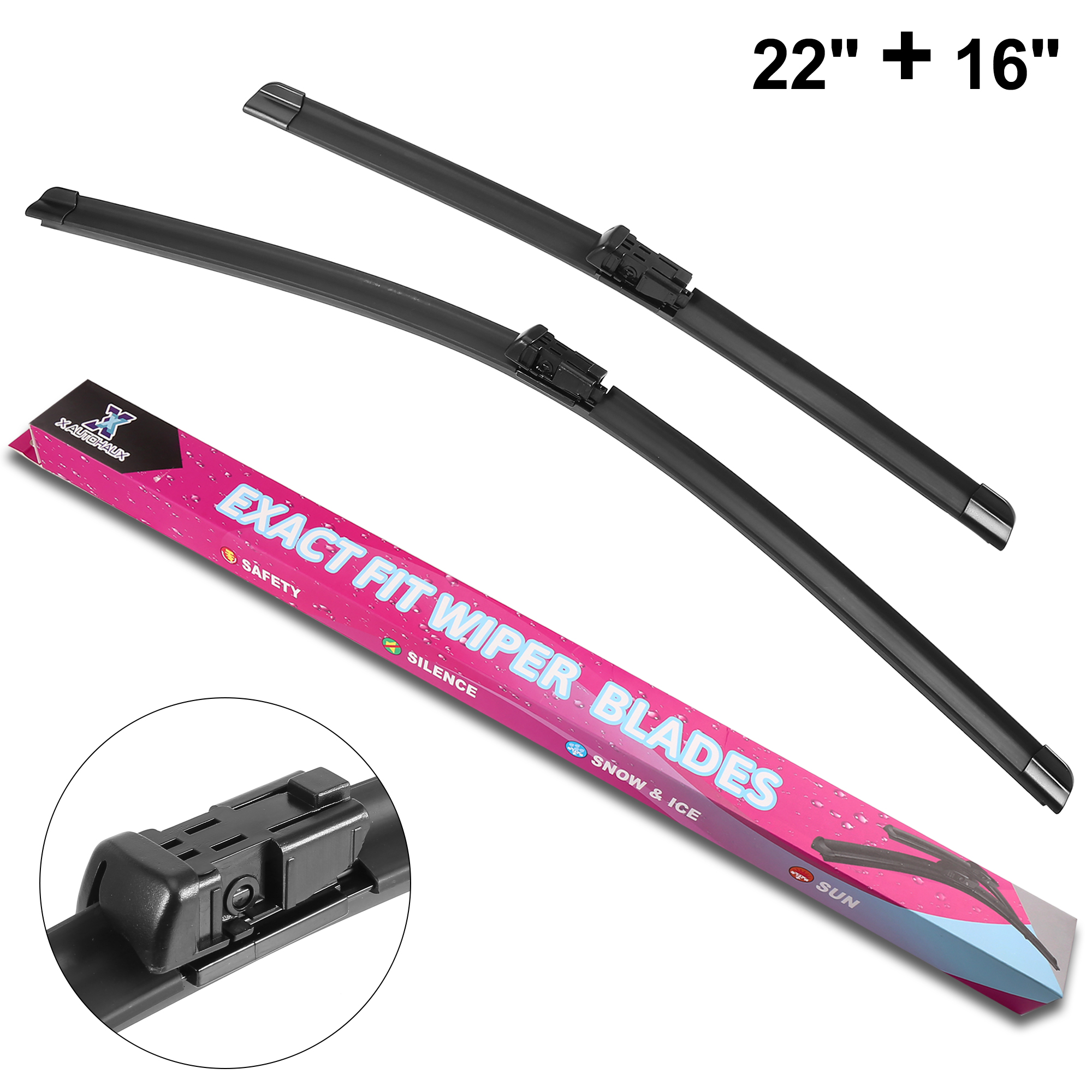 Unique Bargains Pair Front Windshield Wiper Blades for Ford EcoSport 2018 2019 22 Inch + 16 Inch