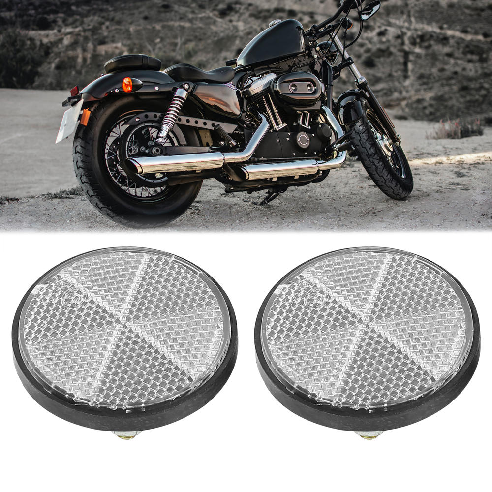 Unique Bargains Pair M6x1.0 White Universal Screw Mount Warning Reflector for Motorcycle Bike