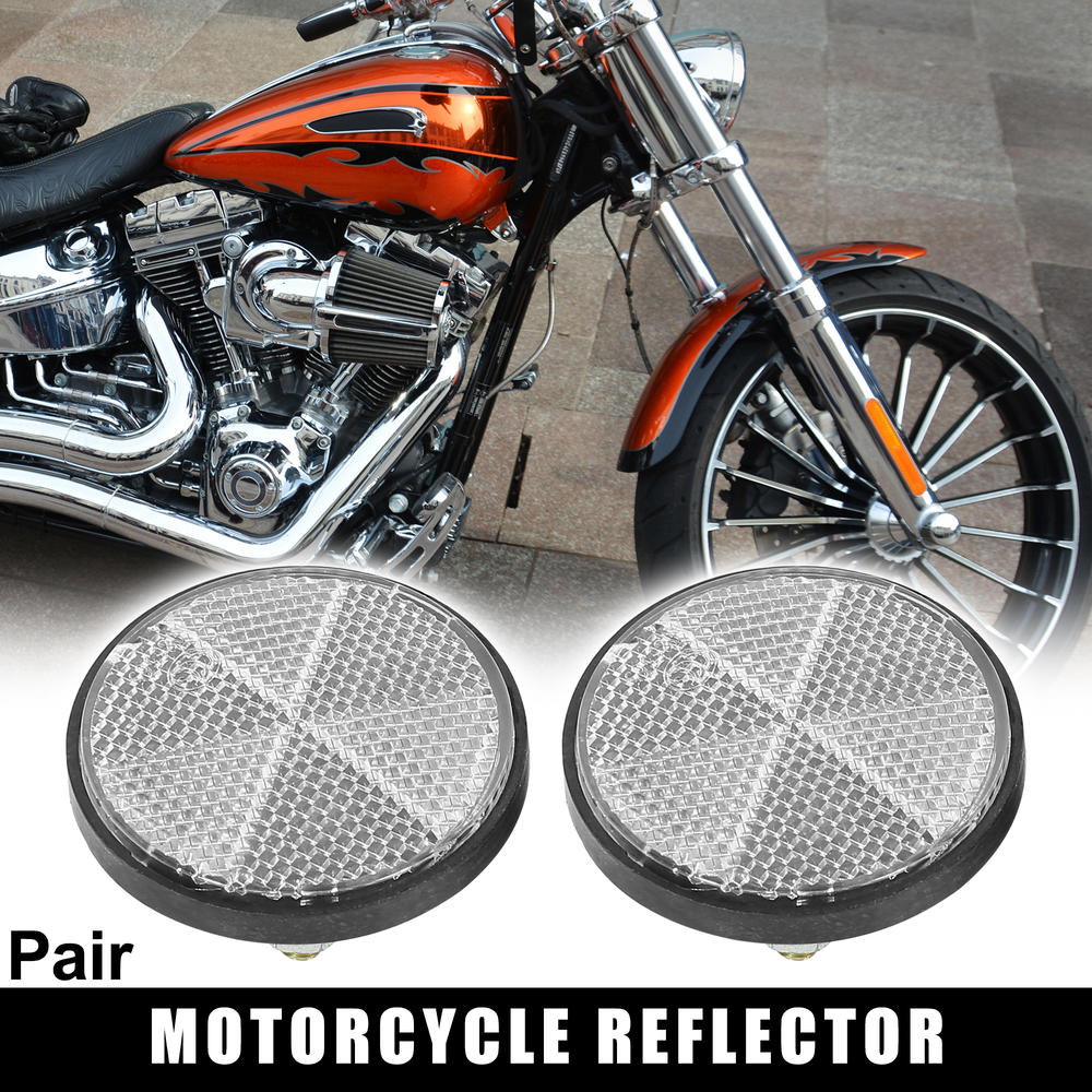 Unique Bargains Pair M6x1.0 White Universal Screw Mount Warning Reflector for Motorcycle Bike