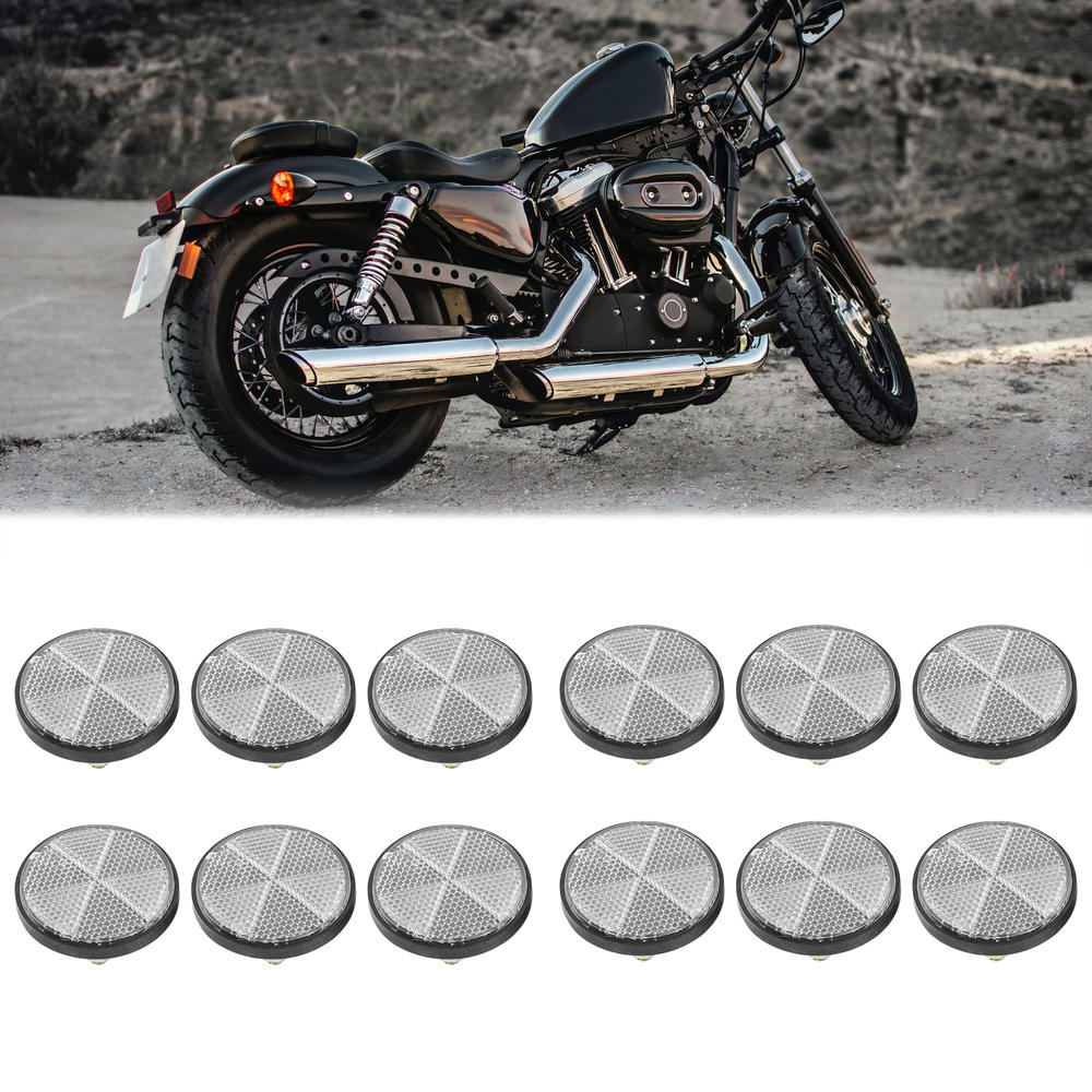 Unique Bargains 6 Pair M6x1.0 White Universal Screw Mount Warning Reflector for Motorcycle Bike