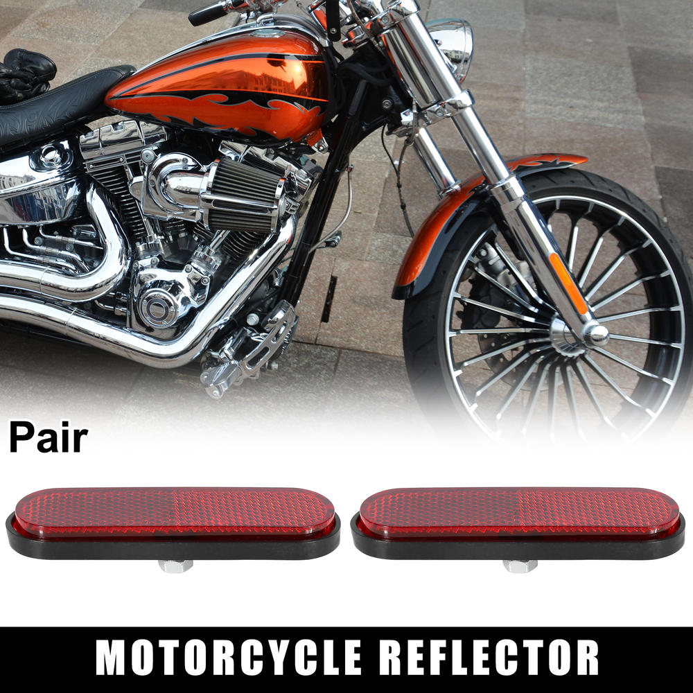 Unique Bargains Pair M6x1.0 Red Oval Universal Screw Mount Warning Reflector for Motorcycle Bike