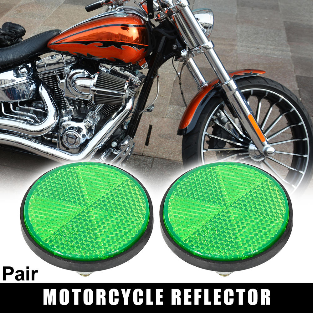Unique Bargains Pair M6x1.0 Green Universal Screw Mount Warning Reflector for Motorcycle Bike