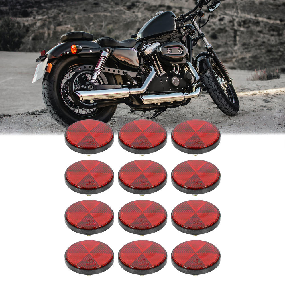 Unique Bargains 6 Pair M6x1.0 Red Universal Screw Mount Warning Reflector for Motorcycle Bike