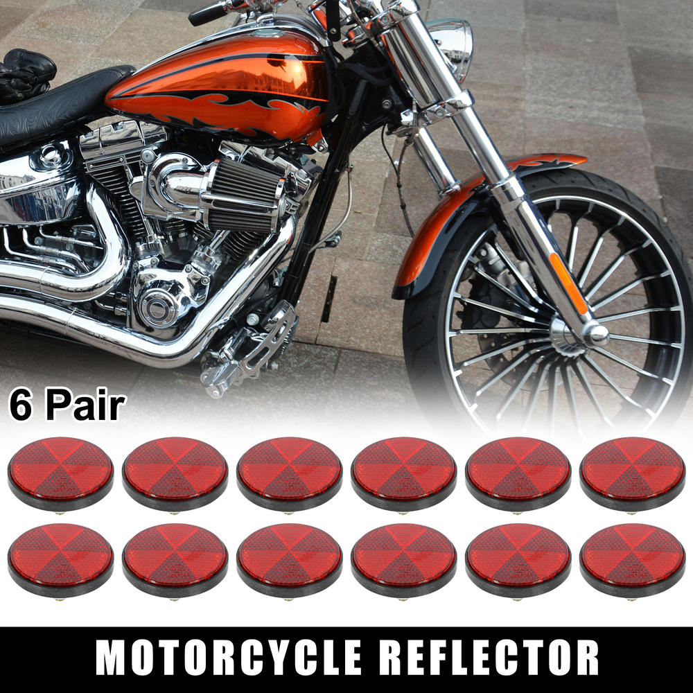 Unique Bargains 6 Pair M6x1.0 Red Universal Screw Mount Warning Reflector for Motorcycle Bike
