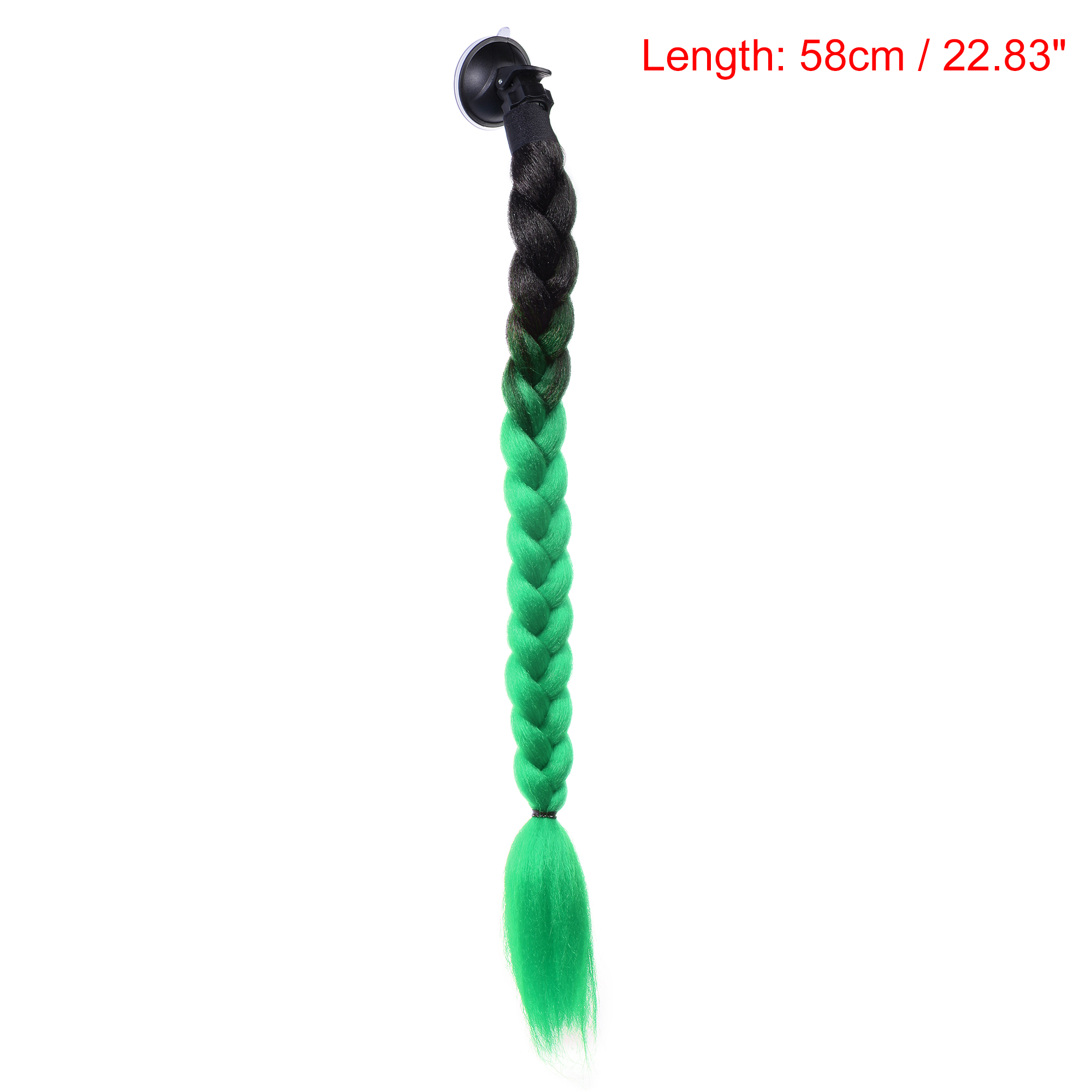 Unique Bargains Helmet Decor Pigtail Gradient Braid with Suction cup for Motorcycle Green Black