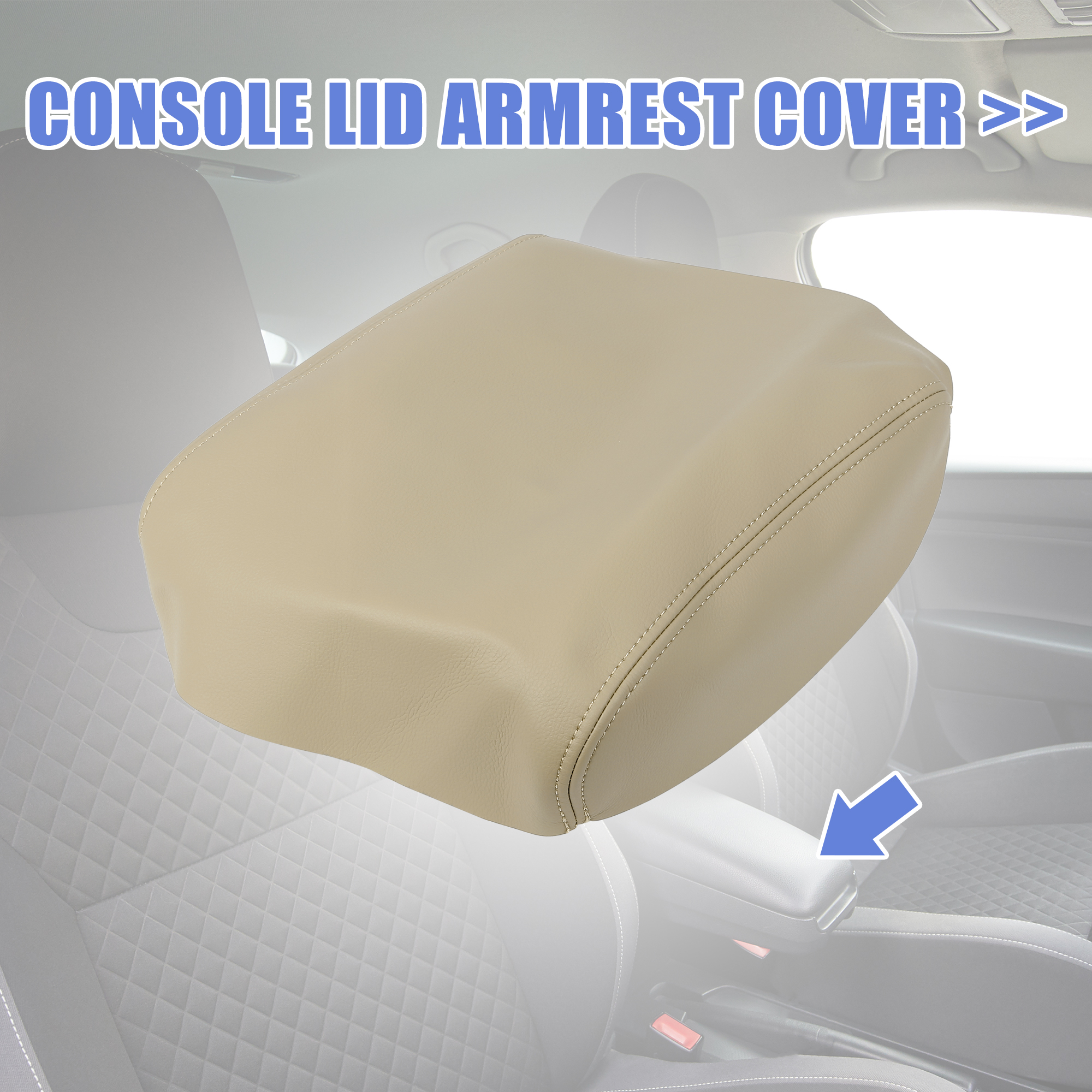 Unique Bargains Car Center Console Lid Armrest Cover Beige for Honda Pilot 2009-2015