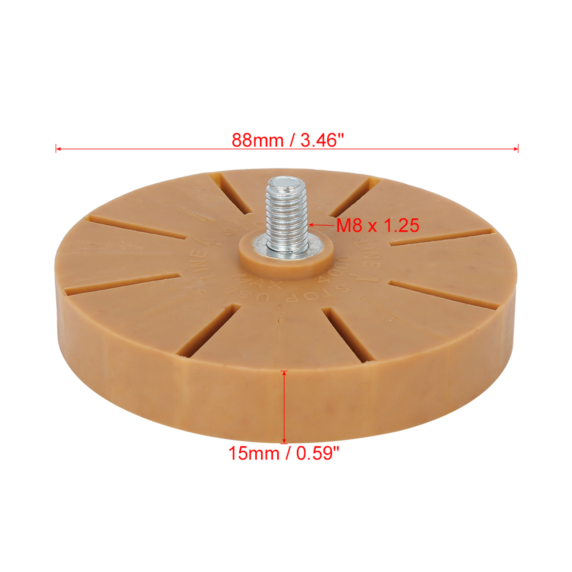 Unique Bargains 3.5" Car Rubber Eraser Wheel Decal Removal with Drill Adaptor Thickness 15mm