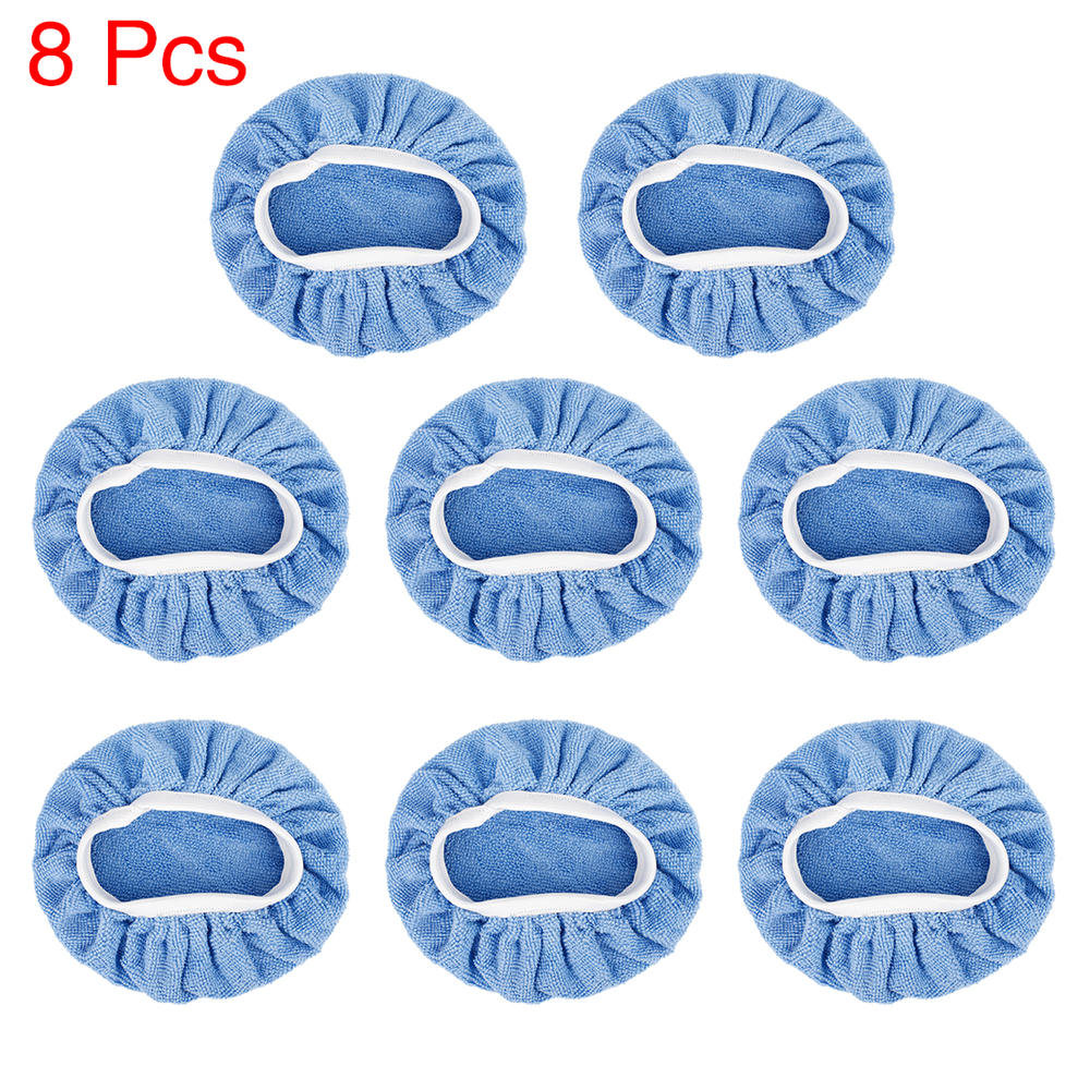 Unique Bargains 8pcs 7-8" Blue Microfiber Car Polishing Waxing Bonnet Buffing Pads Cover
