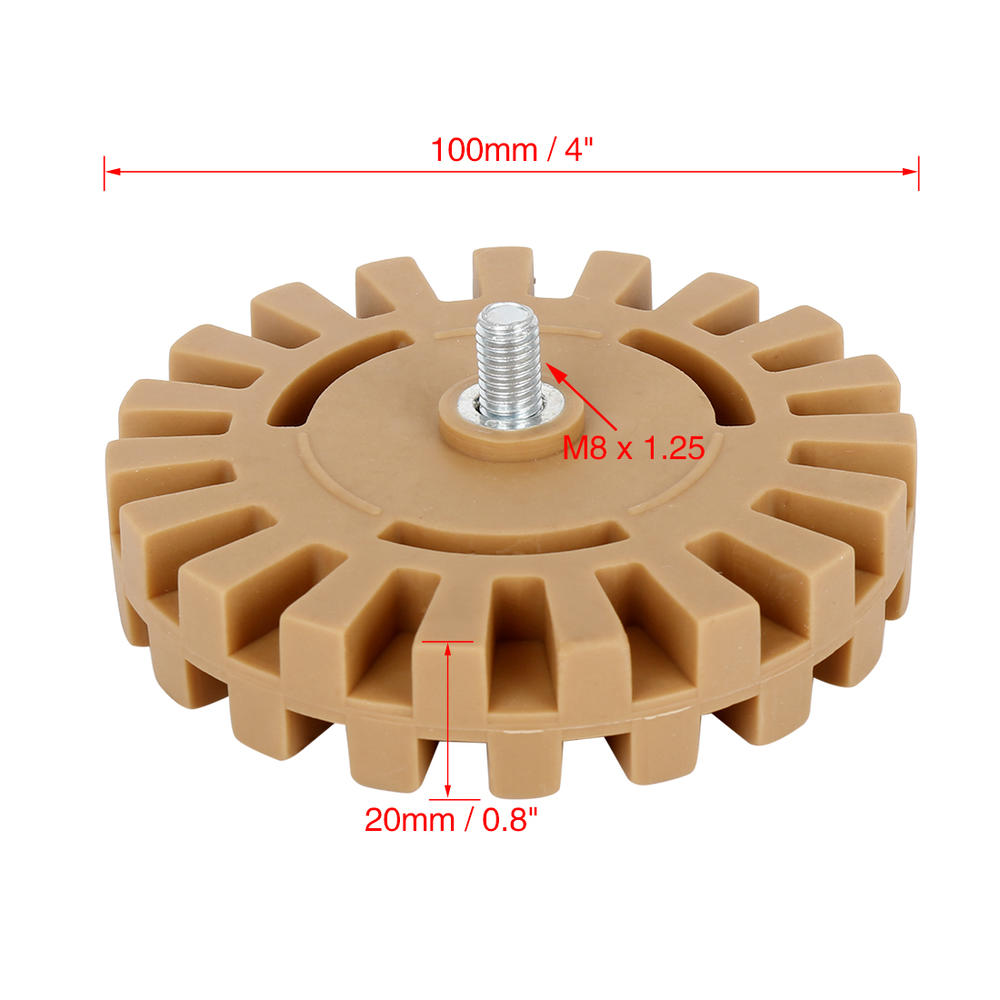 Unique Bargains 4" Car Rubber Eraser Wheel Decal Removal with Drill Adaptor Thickness 20mm 2pcs