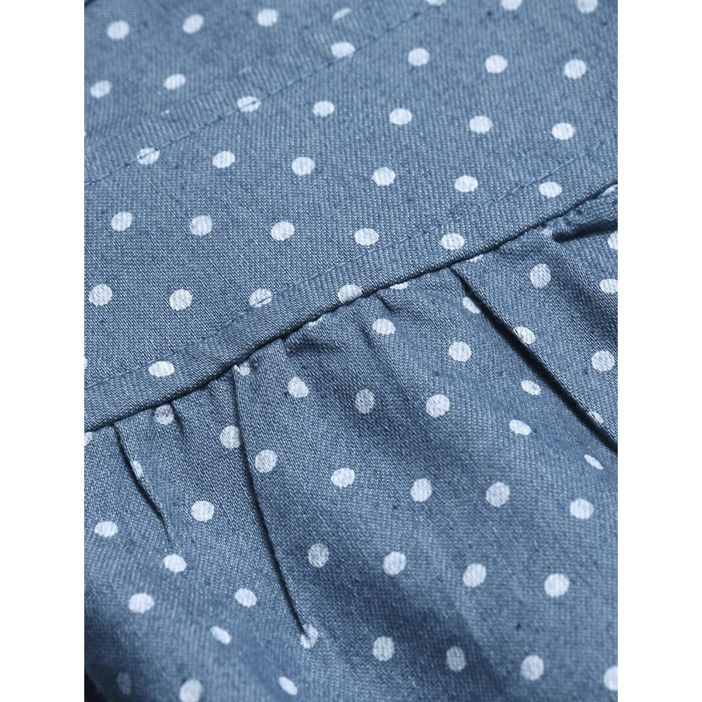 Unique Bargains Women's Dots Pattern Overall Dress XL Light Blue