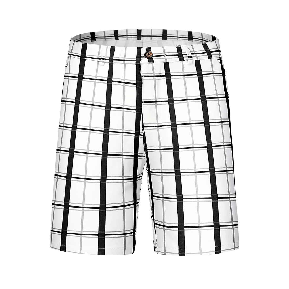 Unique Bargains Lars Amadeus Men's Plaid Shorts Checked Pattern Regular Fit Flat Front Dress Shorts