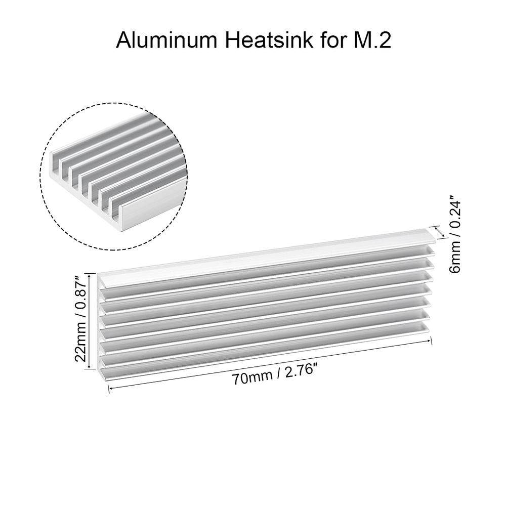 Unique Bargains M.2 Aluminum Heatsink 70x22x6mm E-Shape Section for 2280 SSD