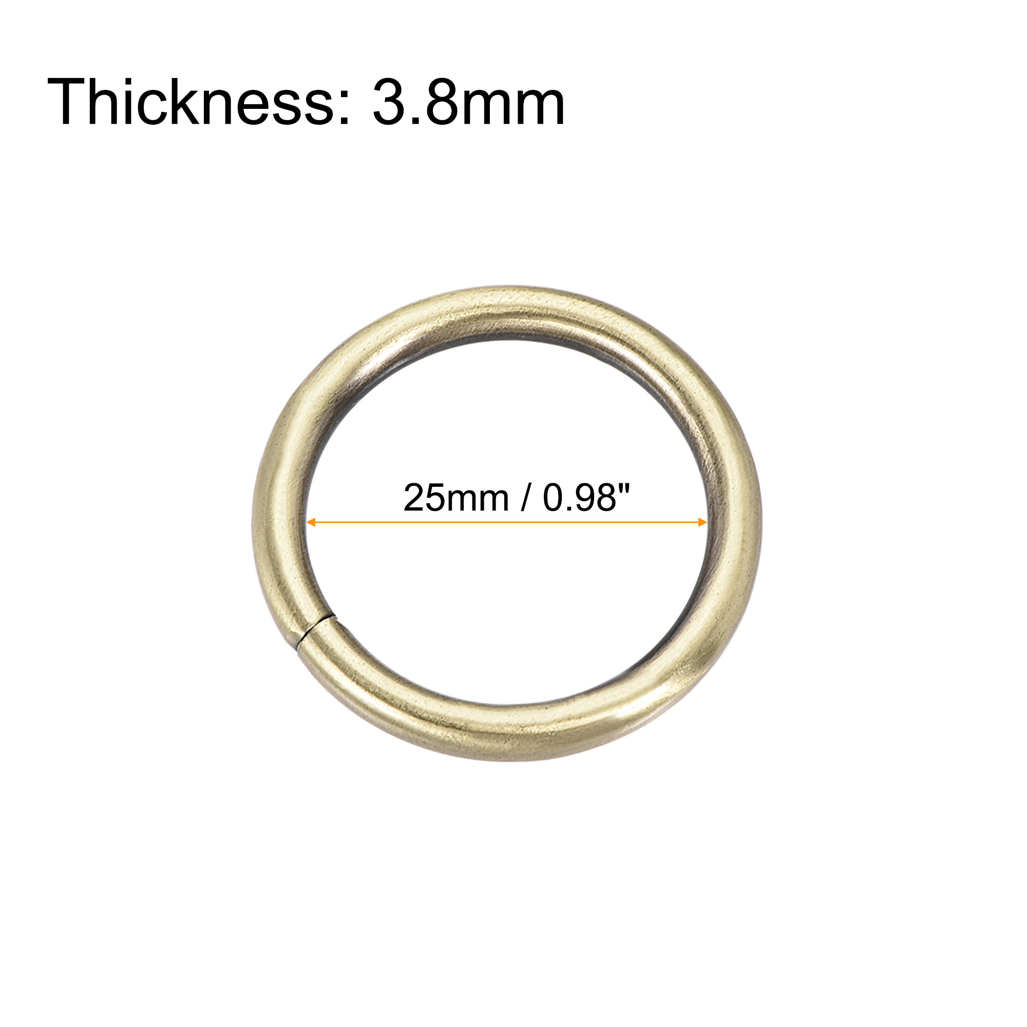 Unique Bargains Metal O Ring 25mm(0.98") ID 3.8mm Thickness Iron Rings for DIY Bronze Tone 15pcs