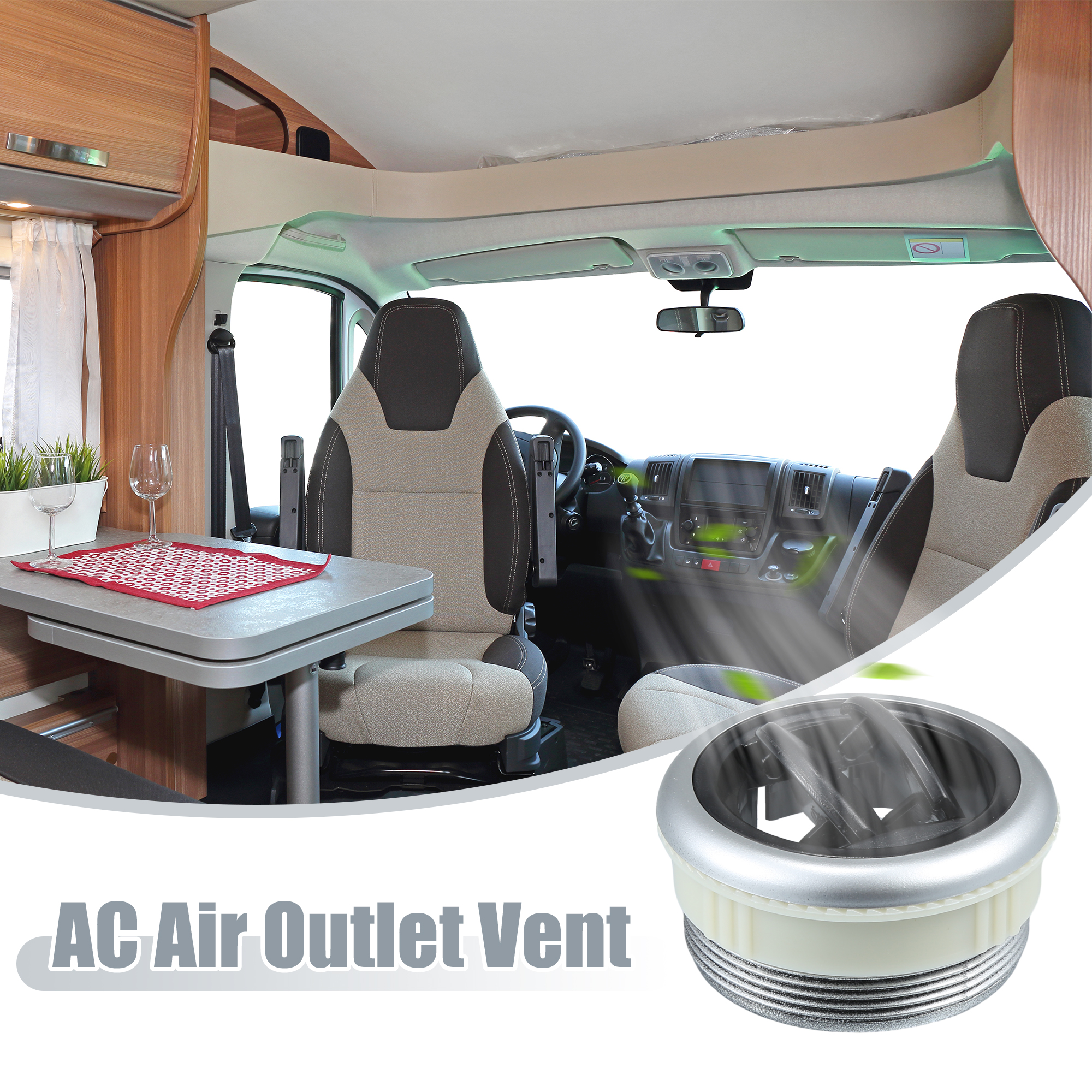 Unique Bargains 4pcs Universal 48mm Vent Air Outlet Rotating Round Ceiling Black for Car Bus ATV