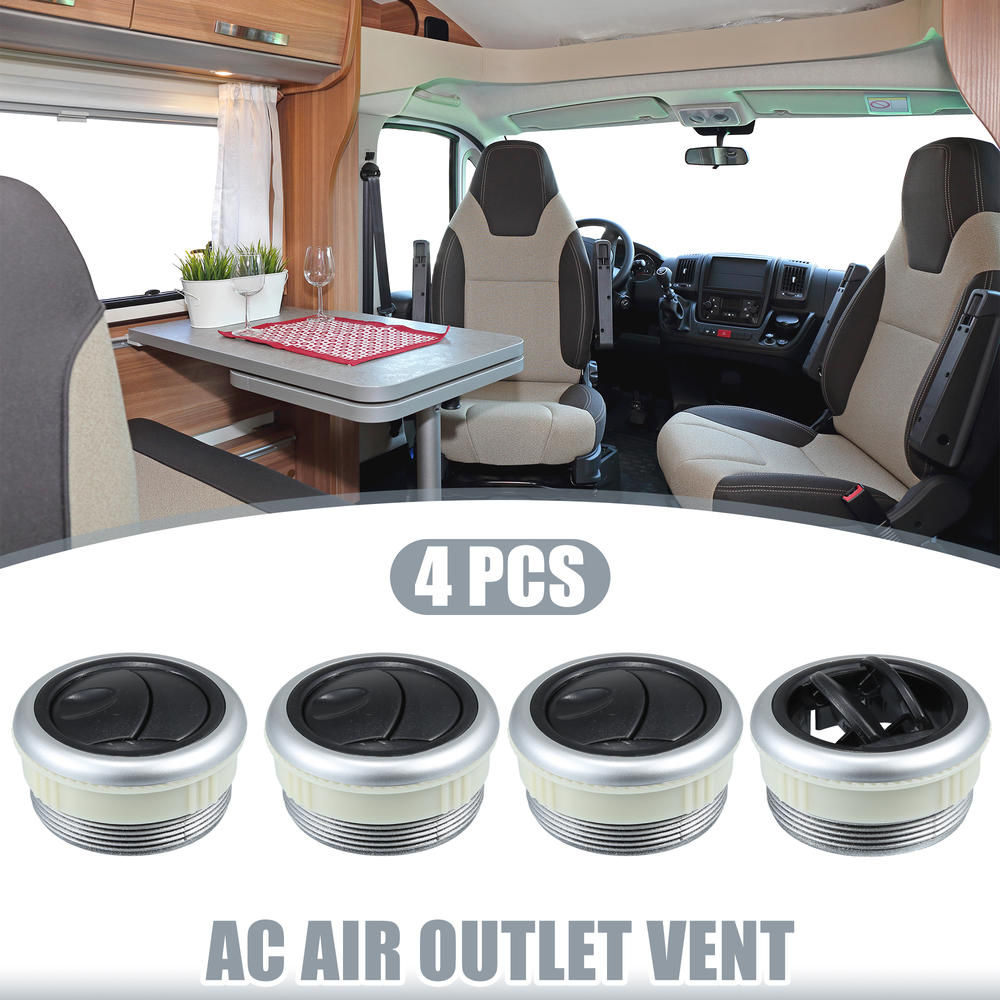 Unique Bargains 4pcs Universal 48mm Vent Air Outlet Rotating Round Ceiling Black for Car Bus ATV