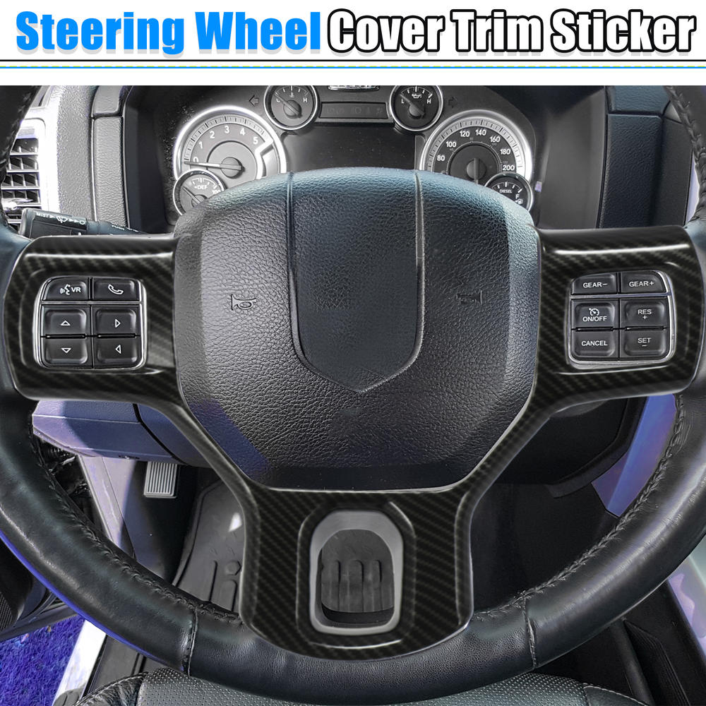 Unique Bargains Carbon Fiber Pattern Steering Panel Wheel Cover Trim for Dodge for Ram 2010-2017