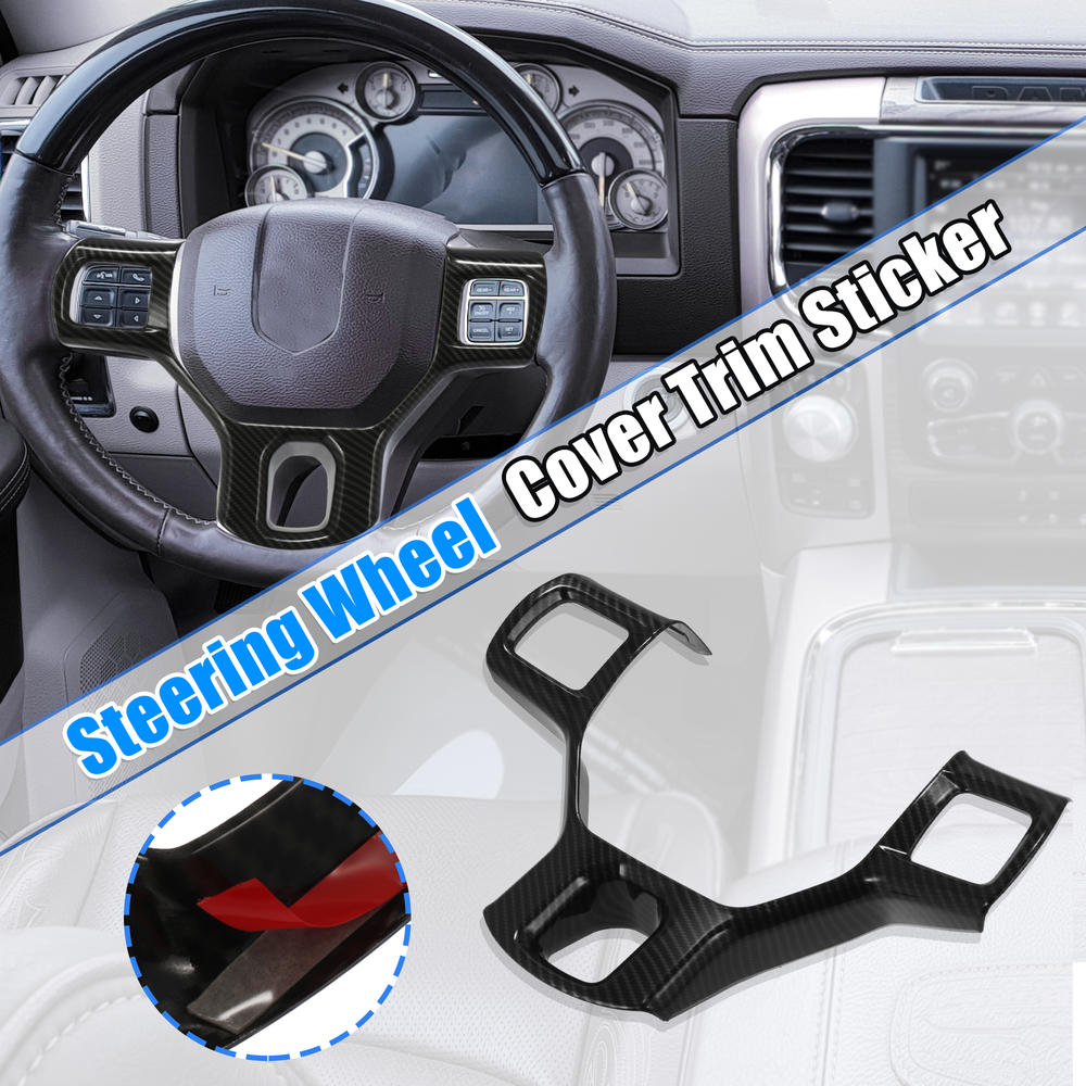 Unique Bargains Carbon Fiber Pattern Steering Panel Wheel Cover Trim for Dodge for Ram 2010-2017