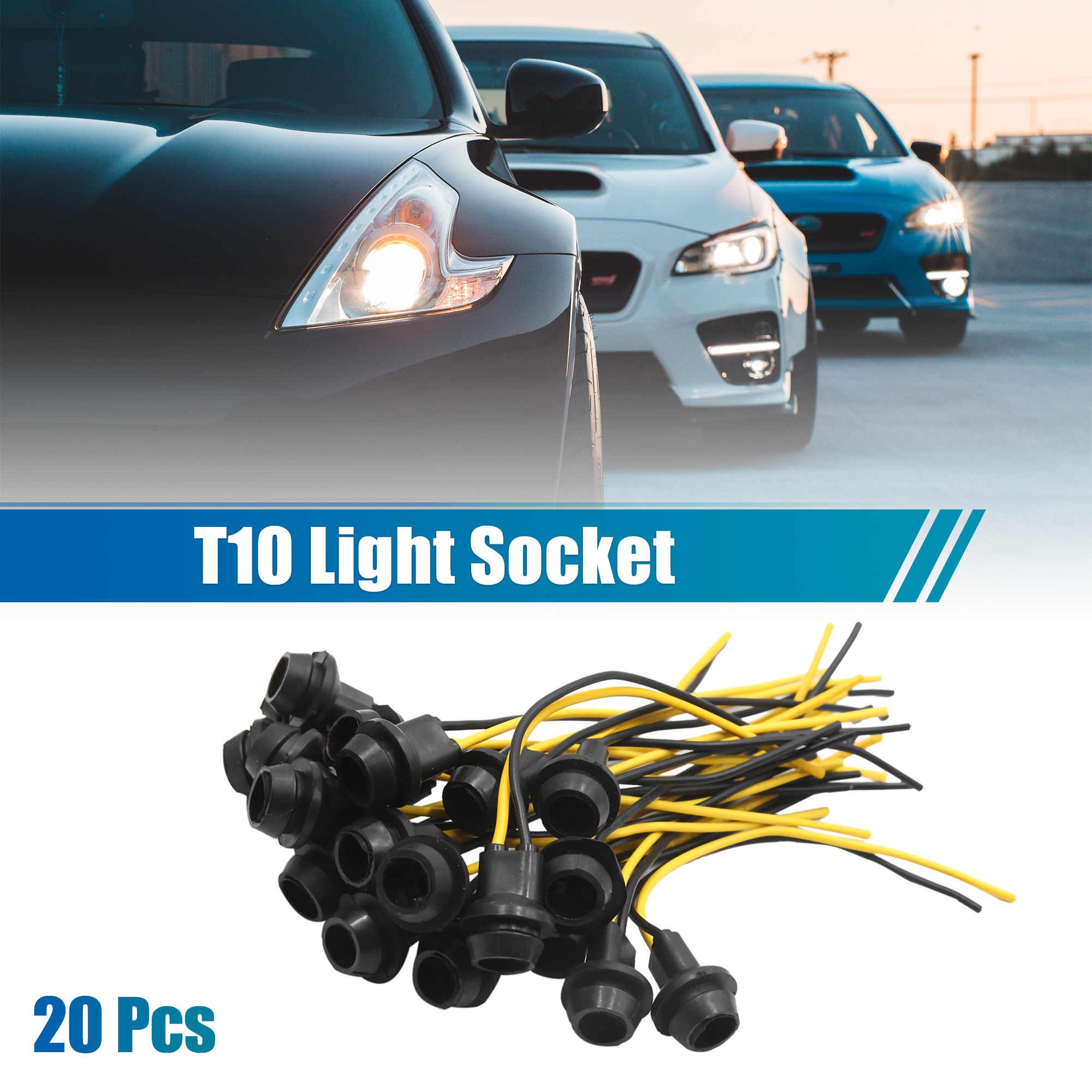 Unique Bargains 20pcs T10 W5W LED Lamp Car Wedge Light Bulb Socket Holder Extension Connector